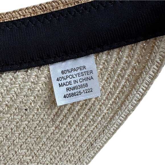 Women's Straw & Polyester Wide Brim Visor Hat With Adjustable Black Band - Picture 6 of 7